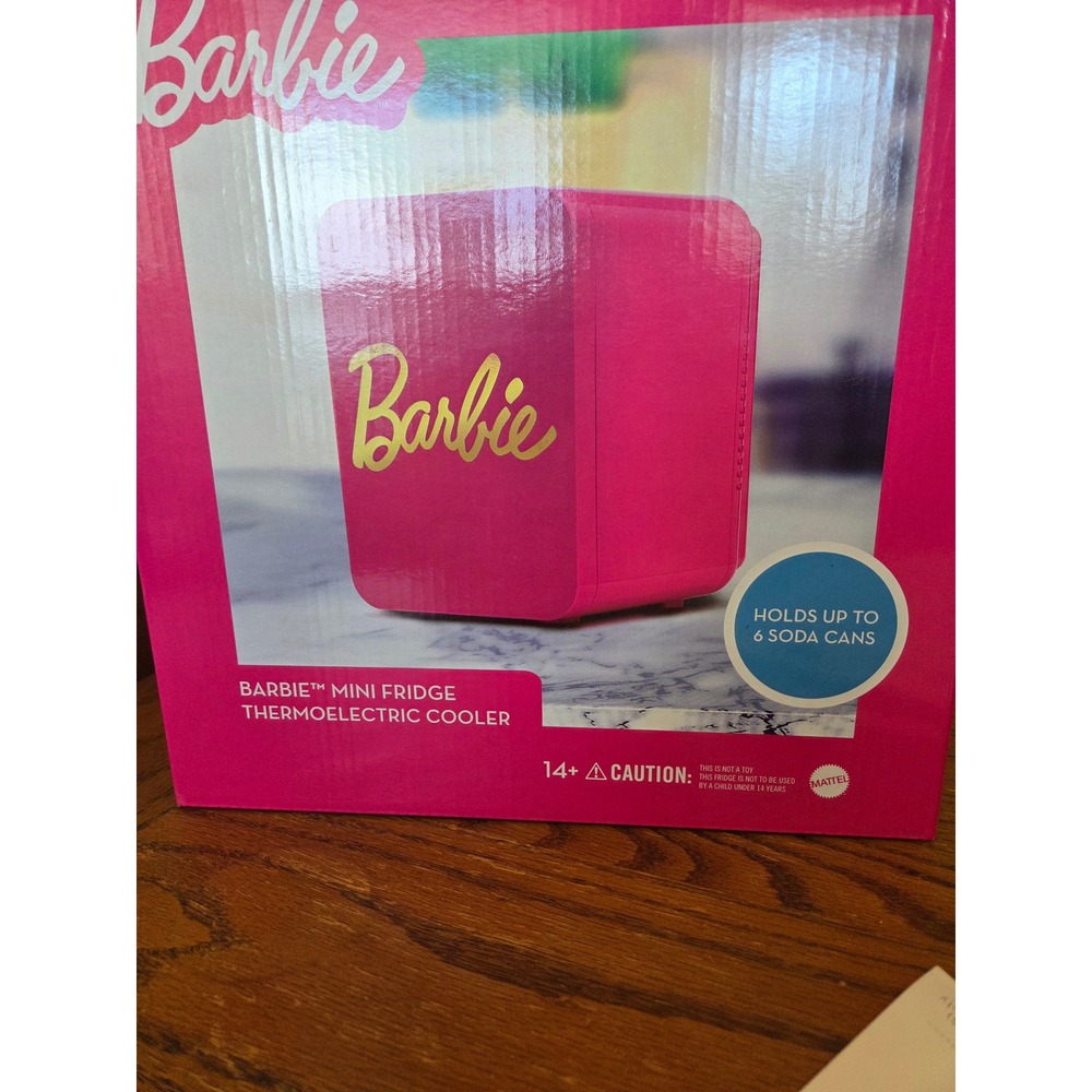 Barbie Mini Fridge Thermoelectric Cooler Pink 4L 6 Can Capacity UKONIC Mattel